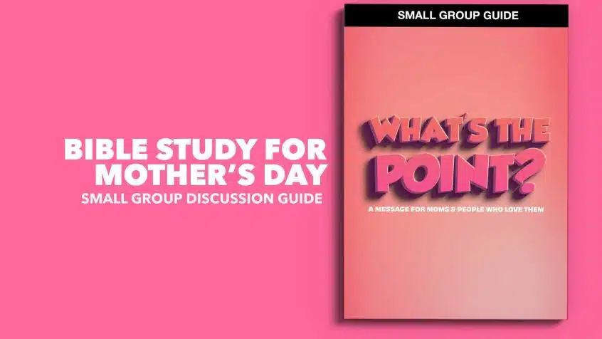Text: Bible Study for Mother's Day Image: A mockup of our free digital bible study PDF booklet called "What's the Point: A Message for Moms and those that love them"